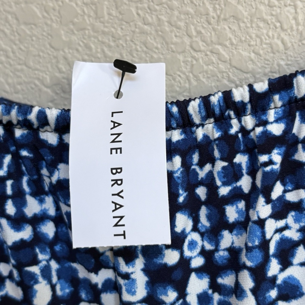 NWT Lane Bryant Blue White Abstract Print Sleeveless Stretch Romper 22/24 - Picture 8 of 10
